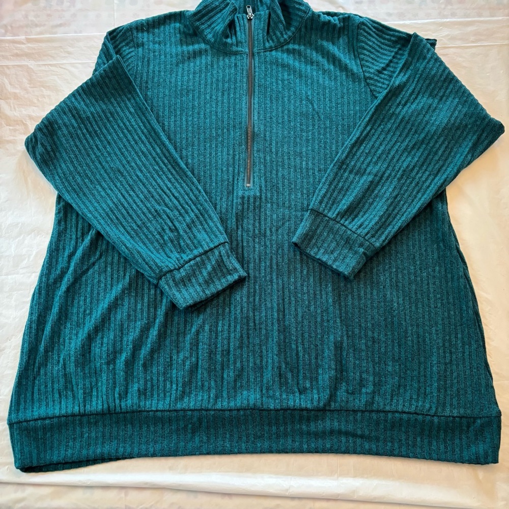 NWT Torrid Sweater Green Zip Up Ribbed Knit Classic SZ 3X - Picture 4 of 7